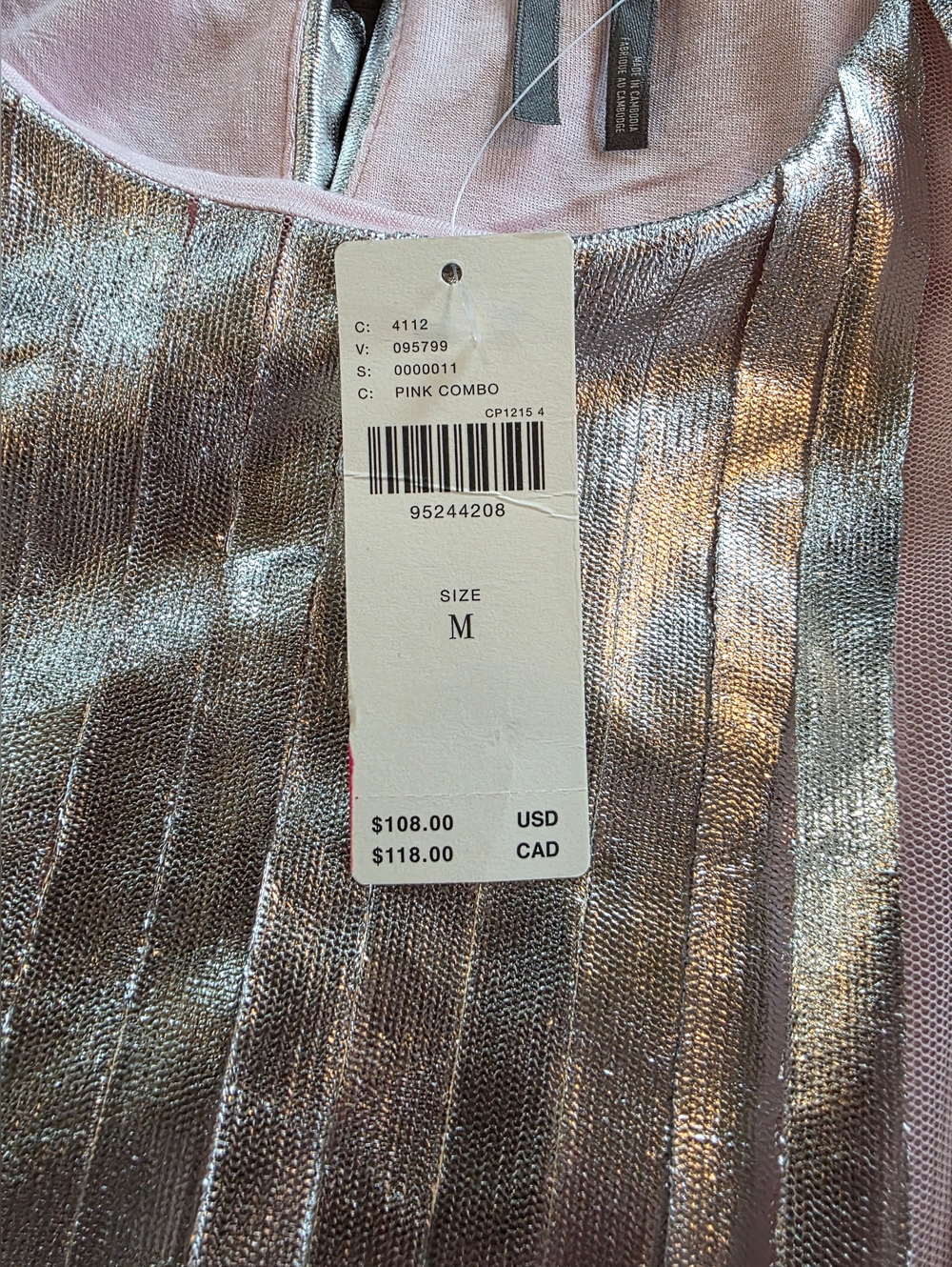 Anthropologie Pink Metallic Pleated Ruffle Blouse - Picture 6 of 10